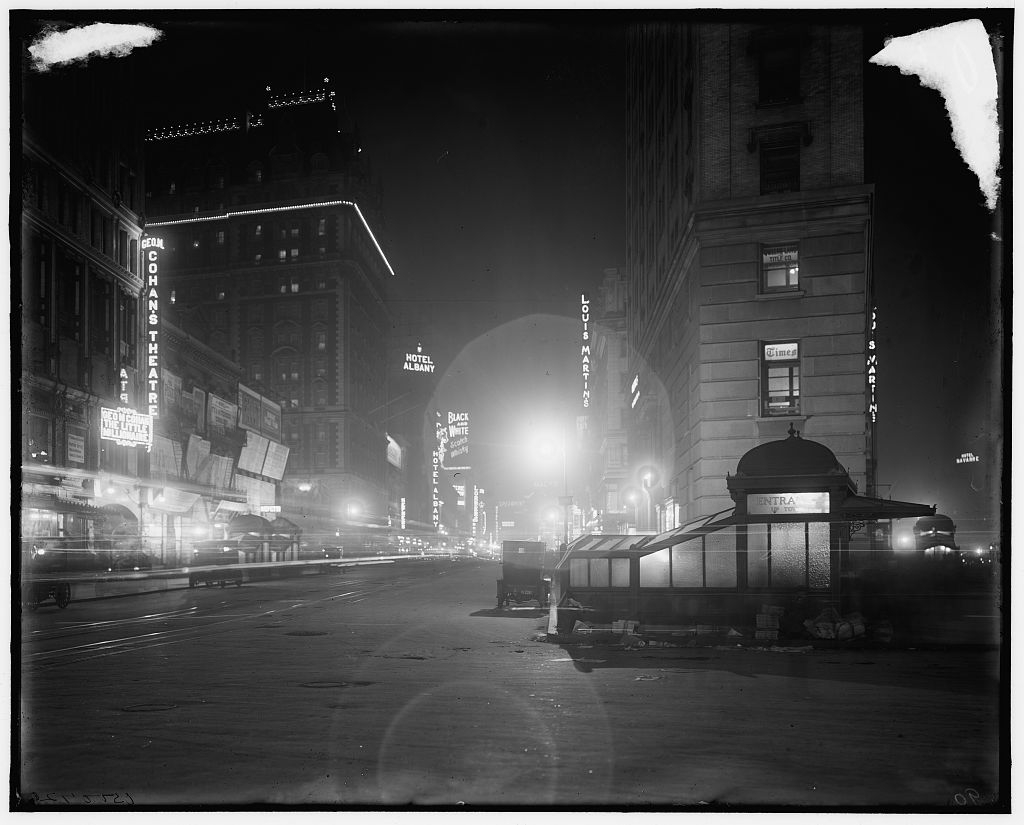 [Broadway at night from Times Square, New York, N.Y.]