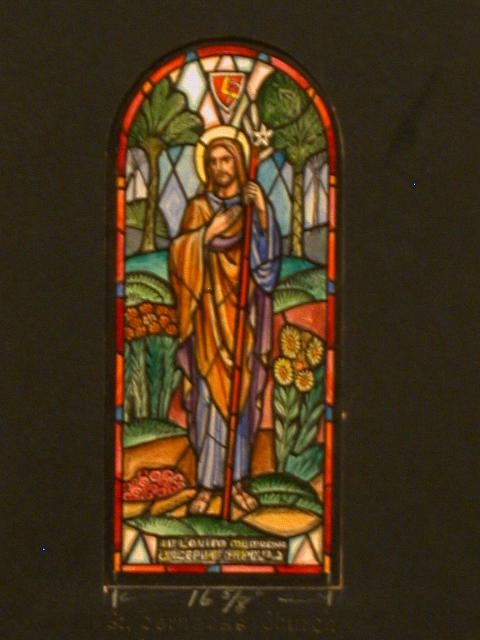 [Design drawing for stained glass window with Christ or...