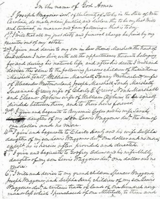 Will of Joseph Waggoner (page 1)