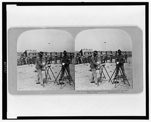 U.S. soldiers heliographing on the top of the Tartar City...