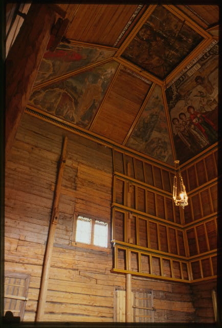 Log Church of the Prophet Elijah (1690-96), interior,...
