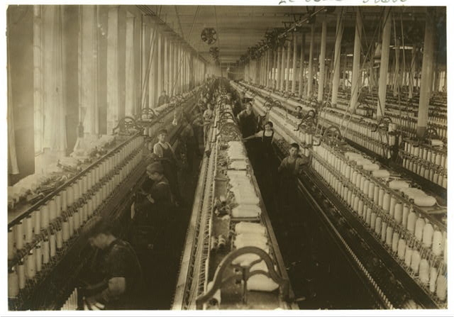 [General view of the spinning room, Cornell Mill, showing...
