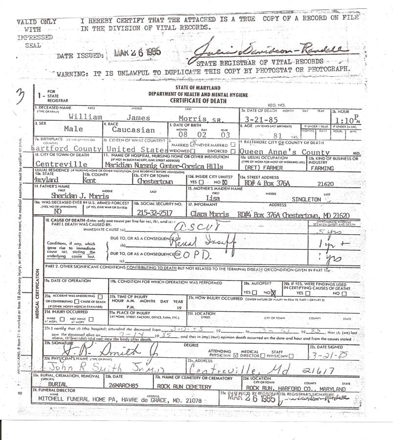 WILLIAM JAMES MORRIS SR.