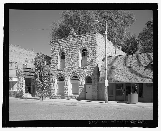 Perspective view of the First Bank of Vale (Building V),...