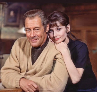 Rex Harrison with Audrey Hepburn.