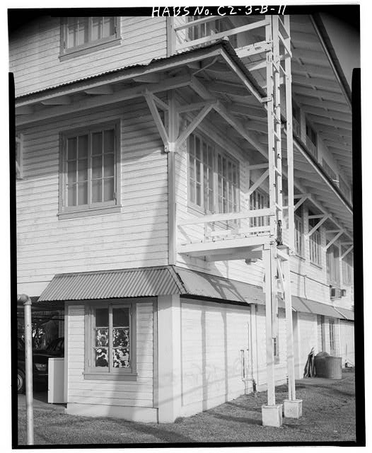 Detail of ground floor service enclosures at back, facing...