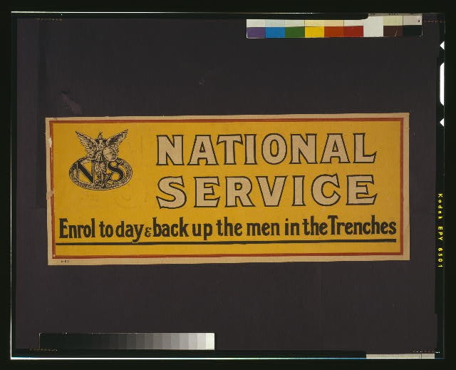 National service. Enrol today & back up the men in the...