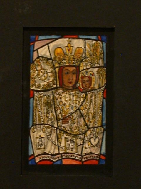 [Design drawing for stained glass window with abstracted...