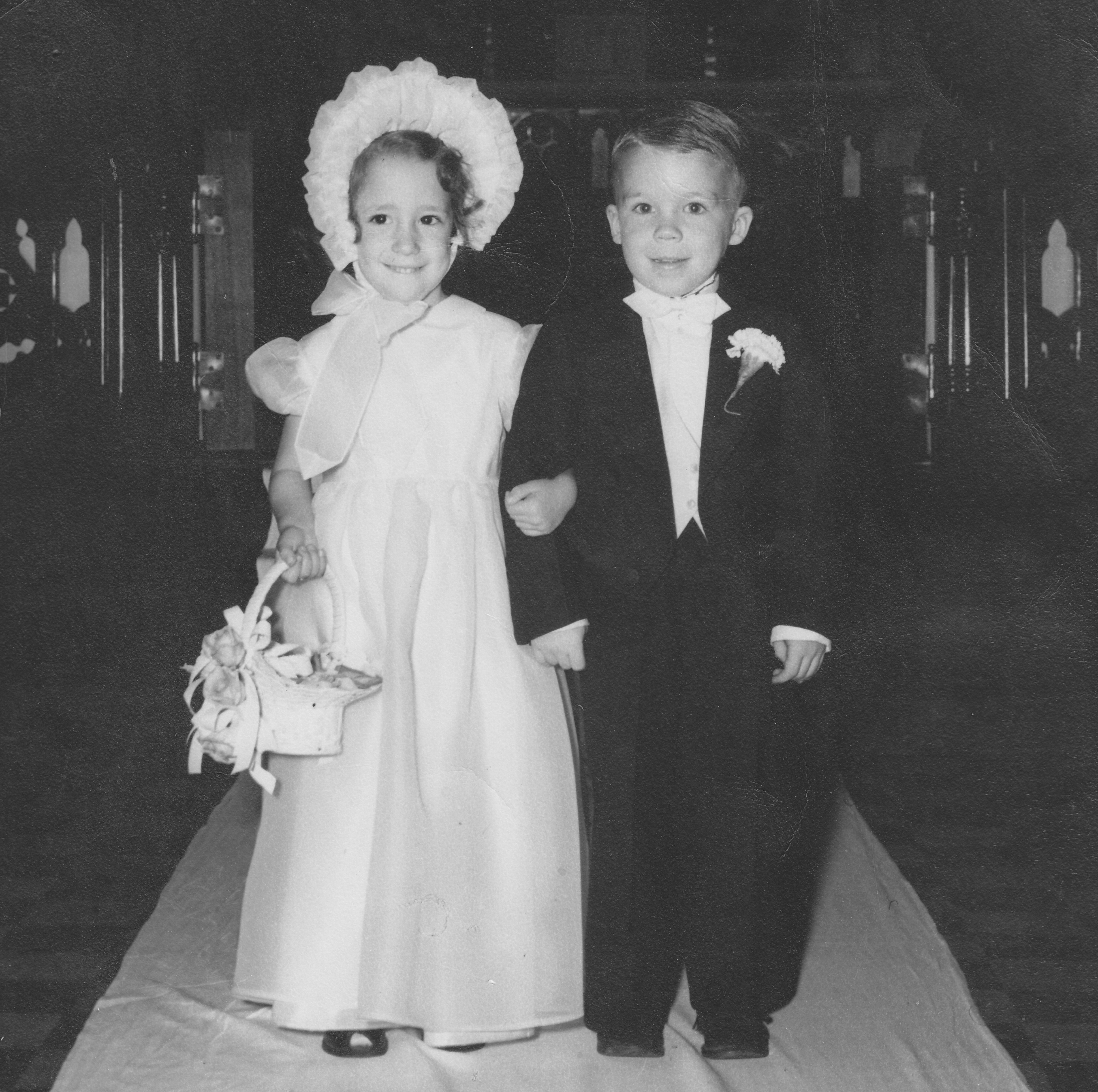 Sue and Mike Foley (both age 4) in 1947 
