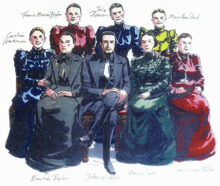 Drawing of John W. Hess & wives