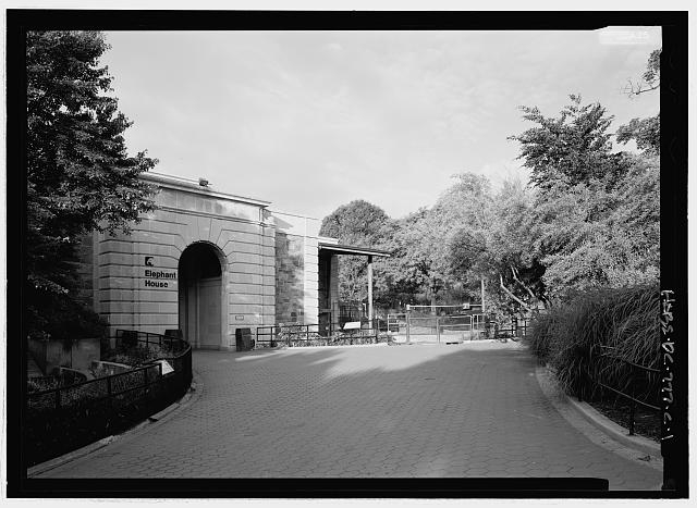 View looking southwest toward west entrance loggia -...