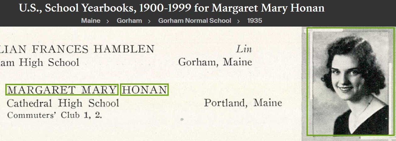 Margaret Mary Honan-Marshall--U.S., School Yearbooks, 1900-1999(1935)