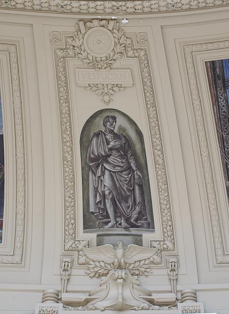 Fresco painting "Explorer Vespucius" located in rotunda,...