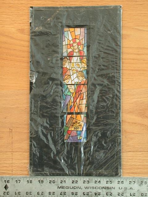 [Design drawing for stained glass window showing...