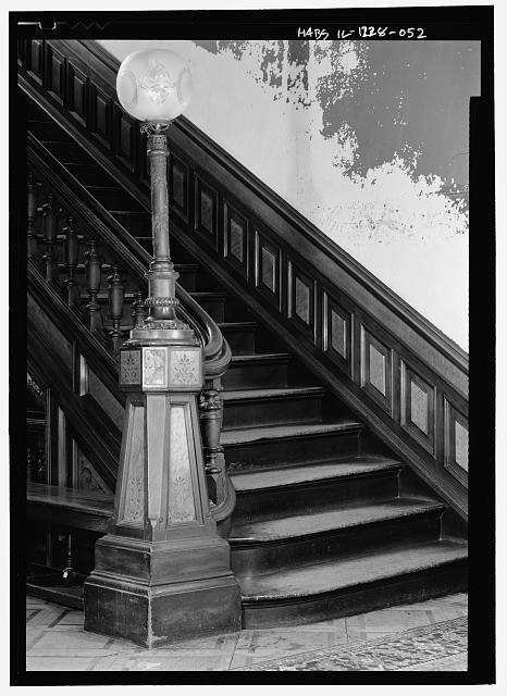 First floor, stairway, newel and light post from...