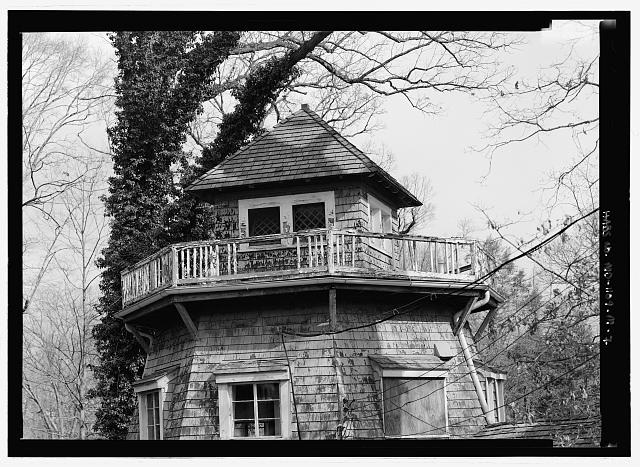 Detail view to show balcony and cupola, looking from the...