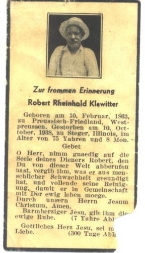 Robert Reinhold Klawitter, Illinois 1938