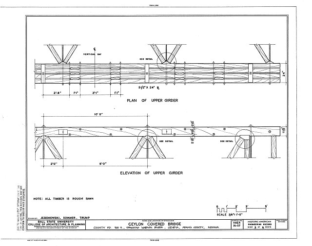 Plan of Upper Girder, Elevation of Upper Girder - Ceylon...
