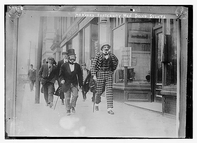 Harvard fraternity men doing stunts