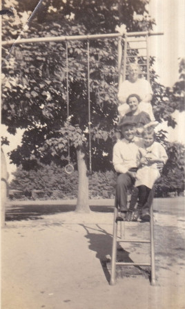 Grandma Barngrover at the top of the ladder