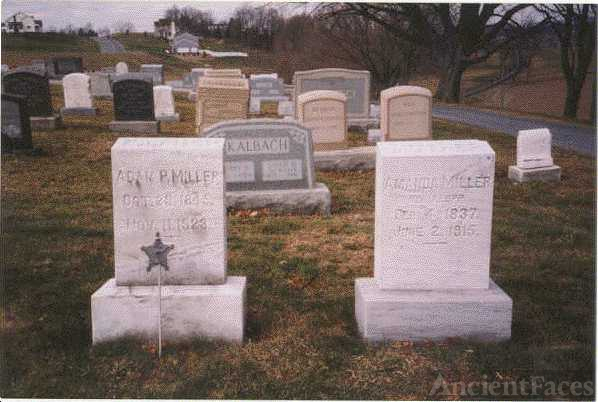 Headstones of Adam Miller & wife Amanda Klopp