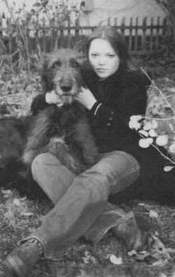 Catharine Lorre with her dog Devlin.