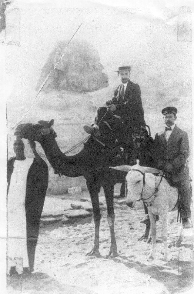 Haiman Kopelman on a Camel in front of the Sphynx