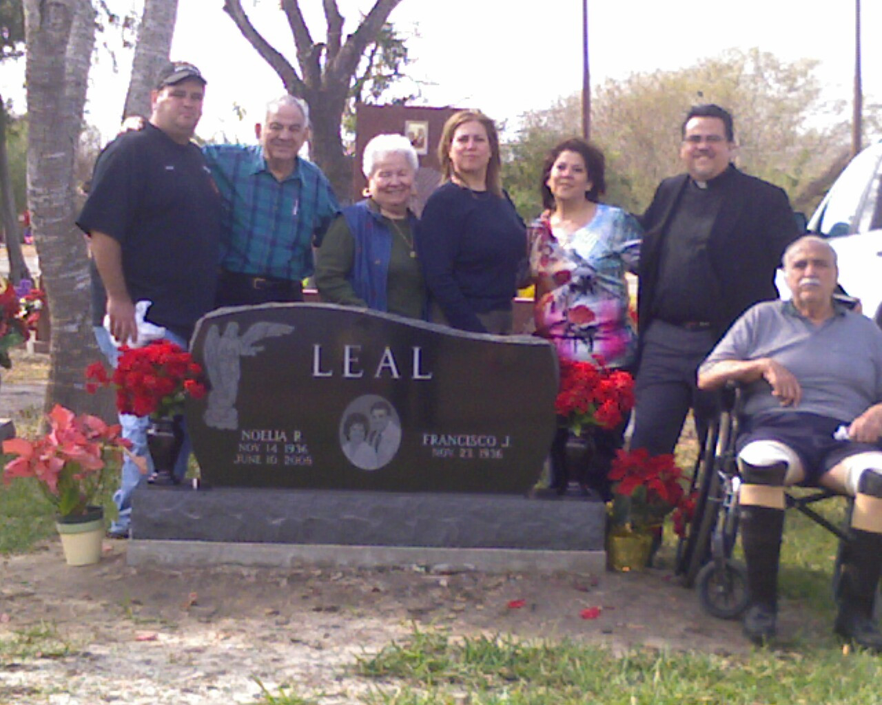 Francisco Javier Leal to the right of his beloved wives grave about a year before he passed.