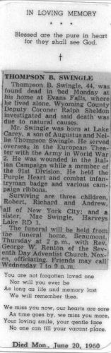 Thompson Swingle-Funeral Notice