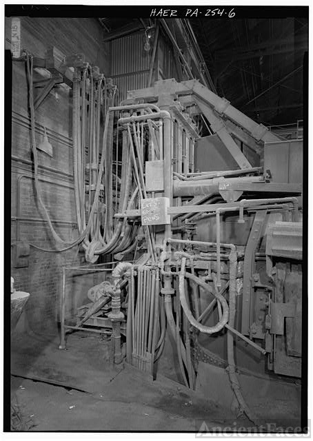 INTERIOR VIEW LOOKING EAST, SHOWING HEROULT NO. 2 FURNACE...