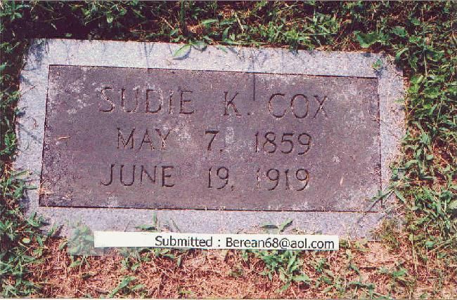 Sudie Cox Gravestone - b. 1859
