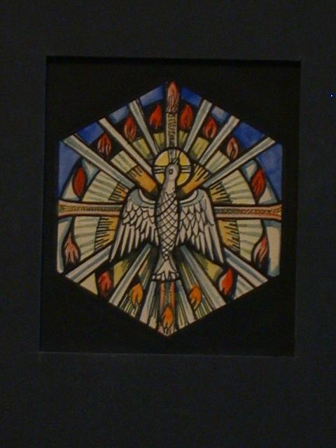 [Design drawing for stained glass window with Holy...
