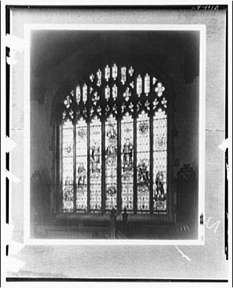 Folger Library interiors. Window of Seven ages of man,...