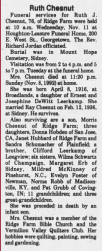 Ruth Chesnut Obituary 