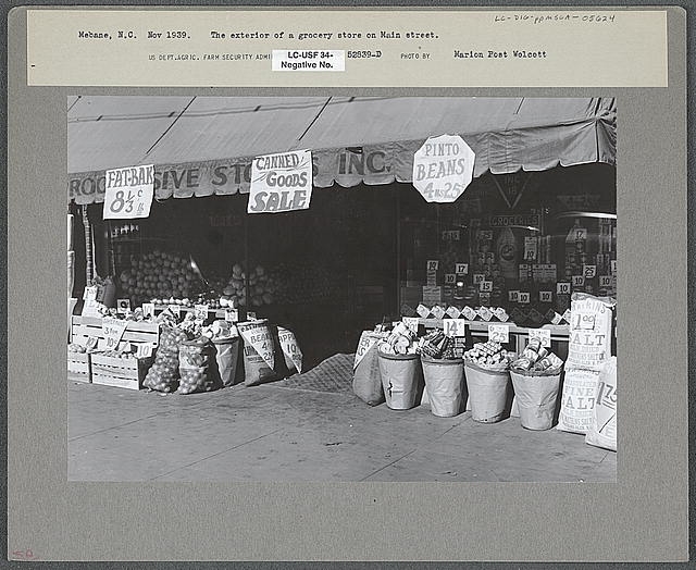 Exterior of a grocery store on Main Street in Mebane, N.C.