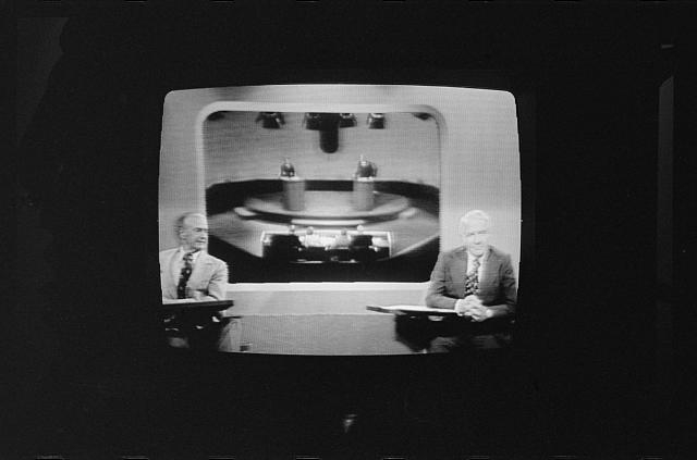 [Howard K. Smith and Harry Reasoner on television during...