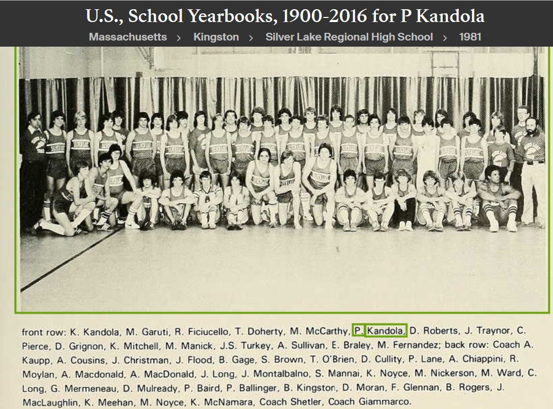 Paul Kandola--U.S., School Yearbooks, 1900-2016(1981) track