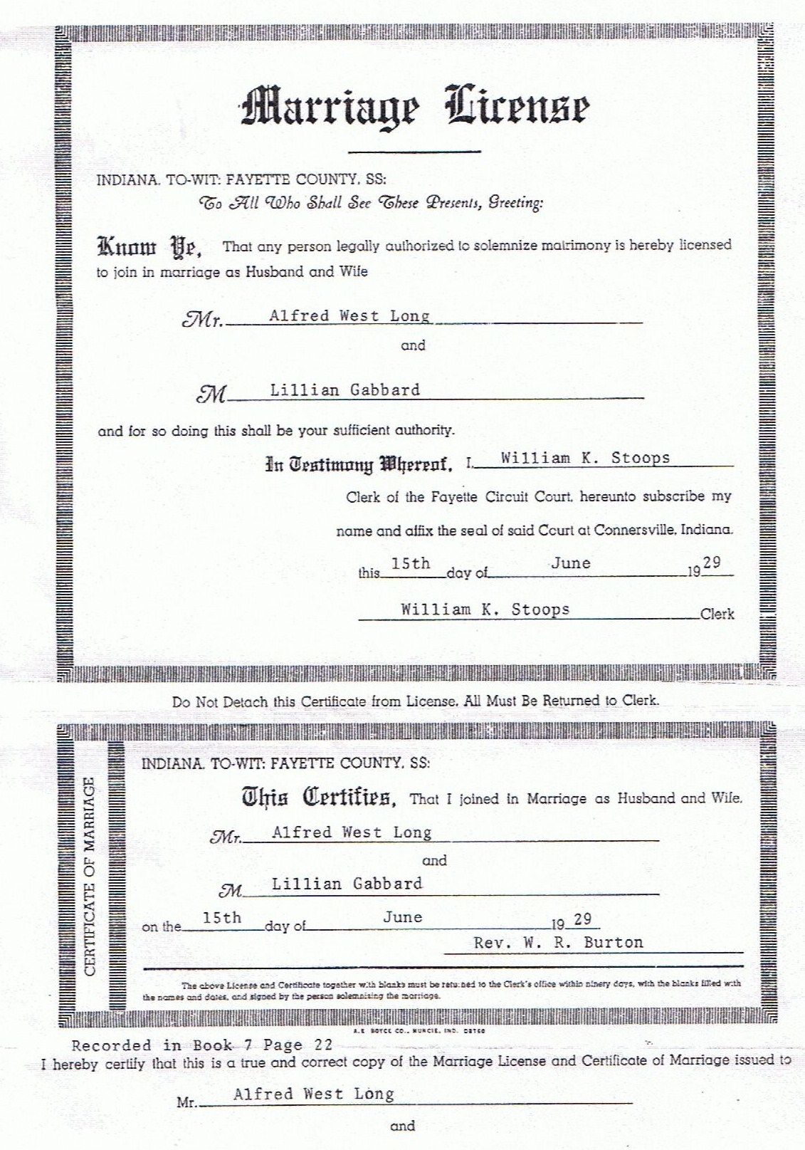 Long Marriage License