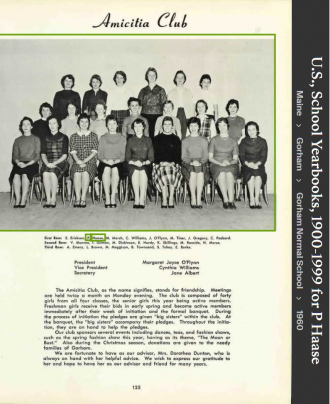 Priscilla (Haase) Hickey--U.S., School Yearbooks, 1900-1999(1960) Amicitia Club