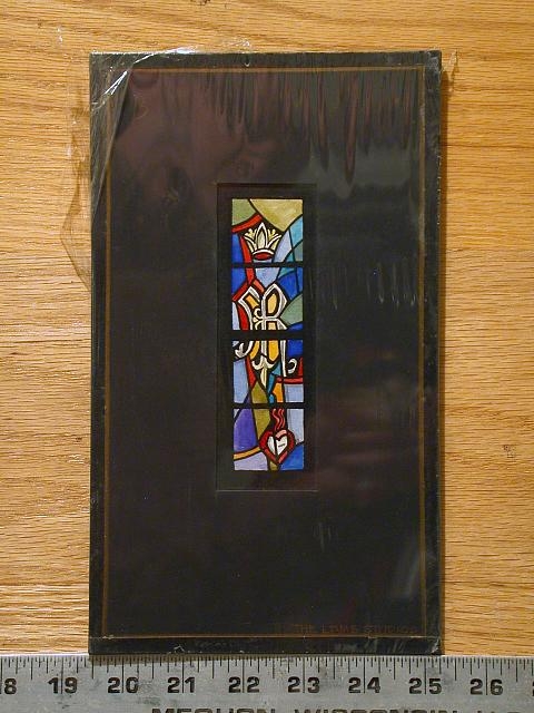 [Design drawing for stained glass window, abstract, with...