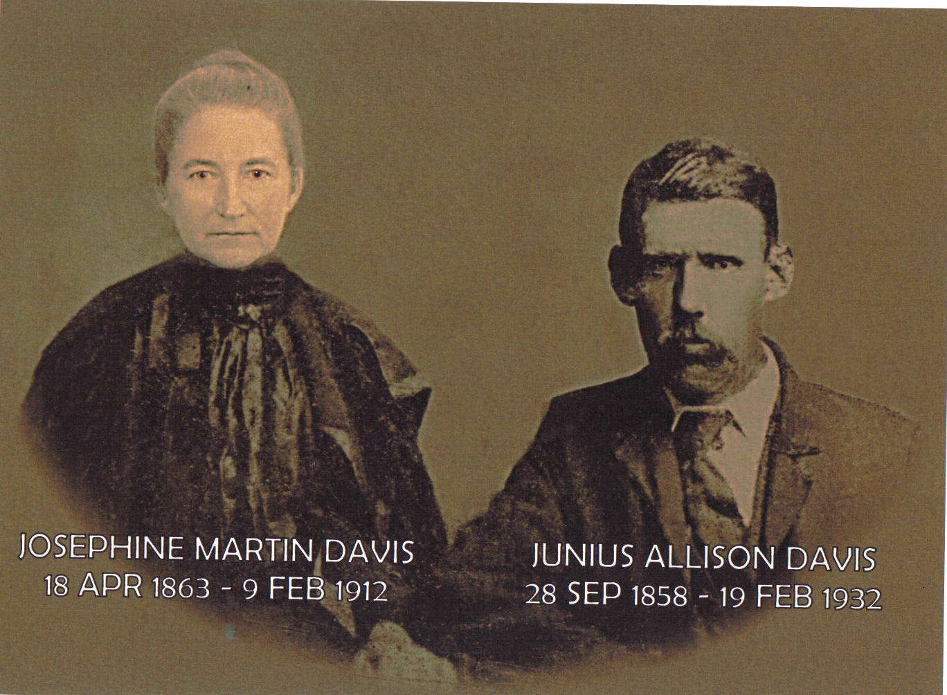 Josephine Martin Davis, Junius A. Davis