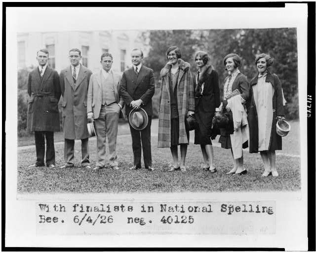 [President Coolidge, standing, full-length, with the...
