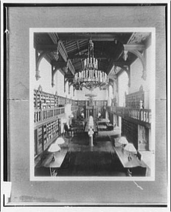 Folger Library interiors. Reading room of Folger Library...