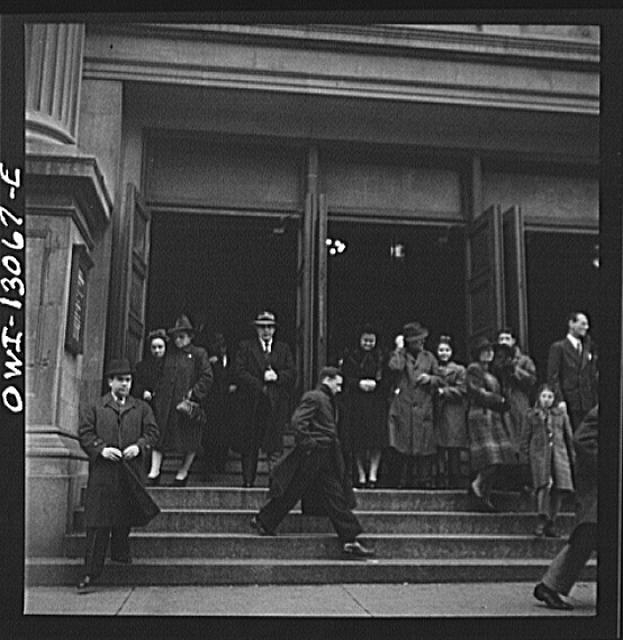 New York, New York. Italian-Americans leaving the church...