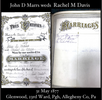 John D. Marrs , weds, Rachel M. Davis