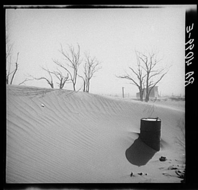 Sand dunes on a farm in Cimarron County, Oklahoma