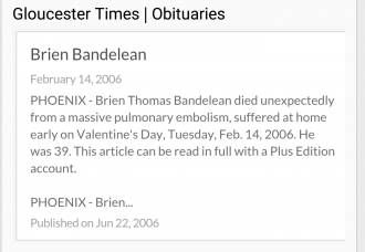 Brien T Bandelean obituary