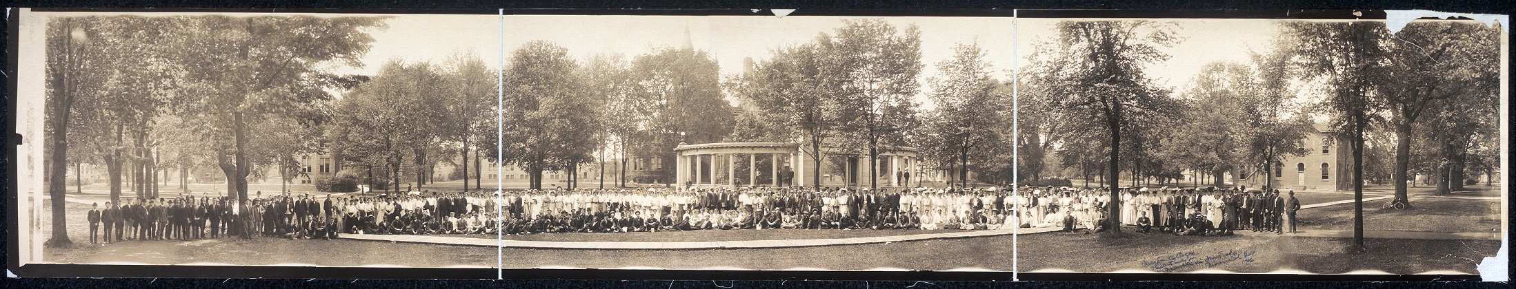 Oberlin College scene, student body & faculty in front of...