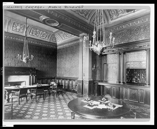 [Waiting room and post office, public library, Chicago,...