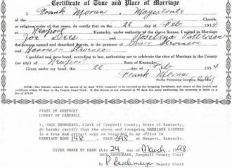 Joe M Dees Marriage Certificate
